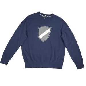 Banana Republic Merino Wool Blend Sweater XL Blue Crest Italian Preppy Nautical